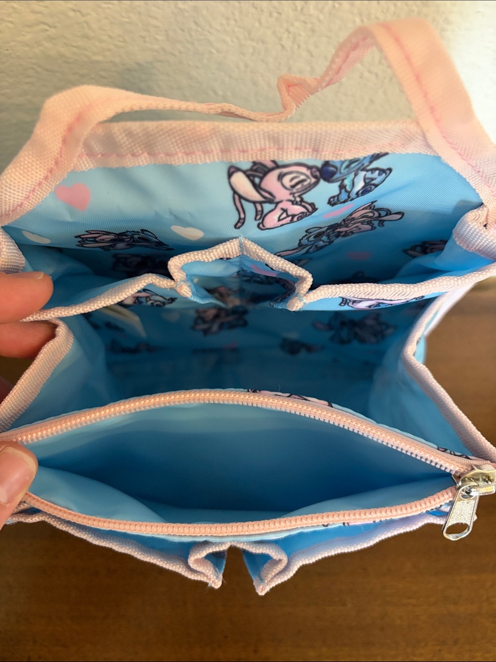 Disney Stitch Loungefly Organizer Insert Angel and Stitch hearts Blue Pink - Picture 7 of 10